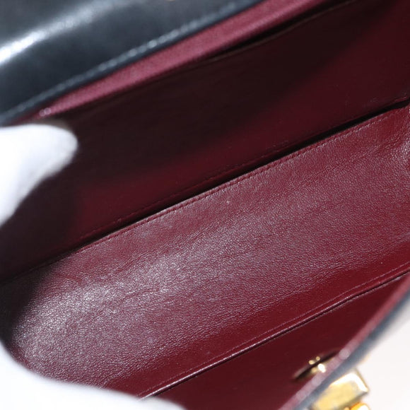 CHANEL Matelasse Chain Shoulder Bag Lamb Skin Black Gold CC Auth ka1267