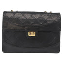 CHANEL Matelasse Chain Shoulder Bag Lamb Skin Black Gold CC Auth ka1267-2