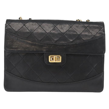 CHANEL Matelasse Chain Shoulder Bag Lamb Skin Black Gold CC Auth ka1267 - 0