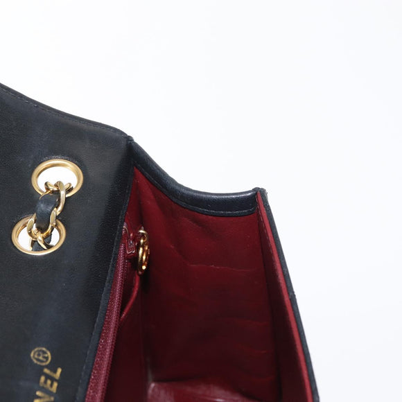 CHANEL Matelasse Chain Shoulder Bag Lamb Skin Black Gold CC Auth ka1267