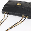 CHANEL Matelasse Chain Shoulder Bag Lamb Skin Black Gold CC Auth ka1267-6