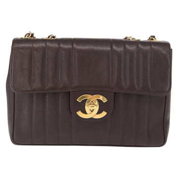 CHANEL Matelasse Mademoiselle Chain Bag Caviar Skin Brown Gold CC Auth ka1268V - 0