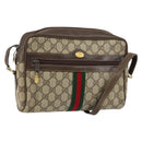 GUCCI GG Supreme Web Sherry Line Bag PVC Beige Gold 75 001 4071 Auth ka127-1