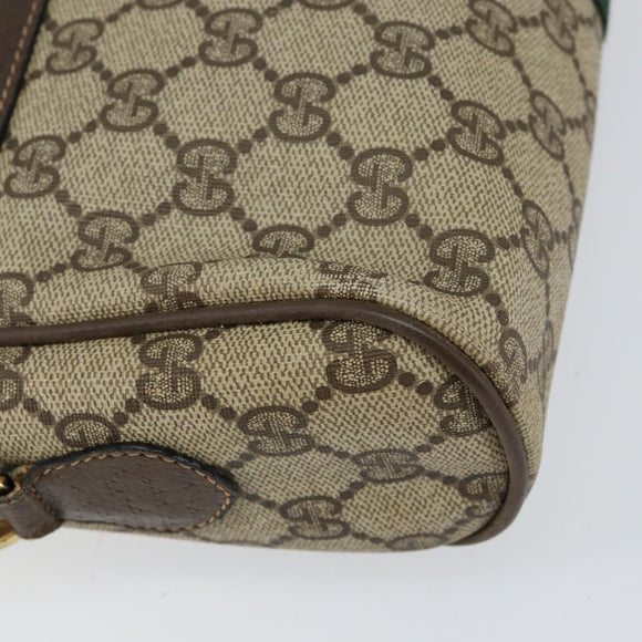 GUCCI GG Supreme Web Sherry Line Bag PVC Beige Gold 75 001 4071 Auth ka127