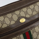 GUCCI GG Supreme Web Sherry Line Bag PVC Beige Gold 75 001 4071 Auth ka127-18
