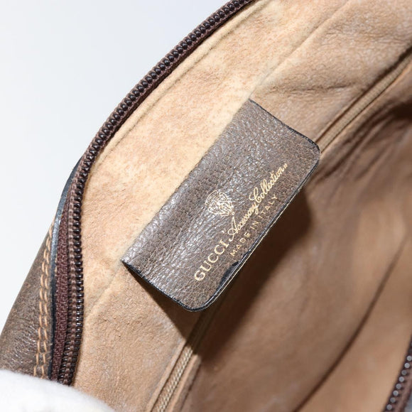 GUCCI GG Supreme Web Sherry Line Bag PVC Beige Gold 75 001 4071 Auth ka127