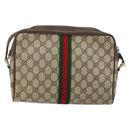 GUCCI GG Supreme Web Sherry Line Bag PVC Beige Gold 75 001 4071 Auth ka127-2