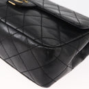 CHANEL Chain Matelasse 20 Boy Chanel Bag Lamb Skin Black Silver CC Auth ka1271V-14