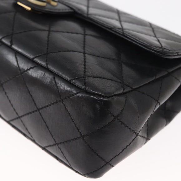 CHANEL Chain Matelasse 20 Boy Chanel Bag Lamb Skin Black Silver CC Auth ka1271V
