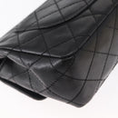 CHANEL Chain Matelasse 20 Boy Chanel Bag Lamb Skin Black Silver CC Auth ka1271V-15