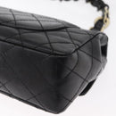 CHANEL Chain Matelasse 20 Boy Chanel Bag Lamb Skin Black Silver CC Auth ka1271V-16