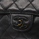 CHANEL Chain Matelasse 20 Boy Chanel Bag Lamb Skin Black Silver CC Auth ka1271V-17