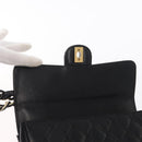 CHANEL Chain Matelasse 20 Boy Chanel Bag Lamb Skin Black Silver CC Auth ka1271V-19
