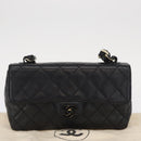 CHANEL Chain Matelasse 20 Boy Chanel Bag Lamb Skin Black Silver CC Auth ka1271V-12