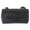 CHANEL Chain Matelasse 20 Boy Chanel Bag Lamb Skin Black Silver CC Auth ka1271V-13