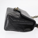 CHANEL Chain Matelasse 20 Boy Chanel Bag Lamb Skin Black Silver CC Auth ka1271V-3