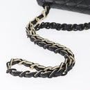 CHANEL Chain Matelasse 20 Boy Chanel Bag Lamb Skin Black Silver CC Auth ka1271V-7