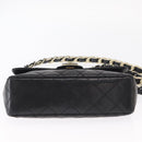 CHANEL Chain Matelasse 20 Boy Chanel Bag Lamb Skin Black Silver CC Auth ka1271V-5