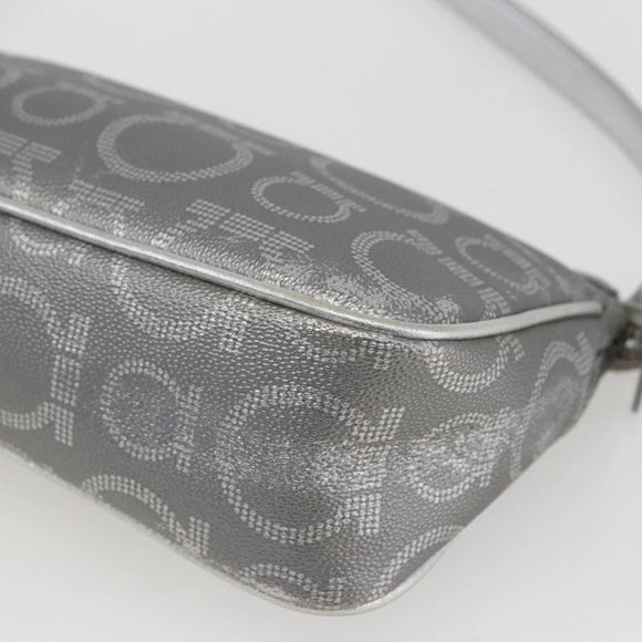 Salvatore Ferragamo Gancini Hand Pouch PVC Silver Auth ka1272