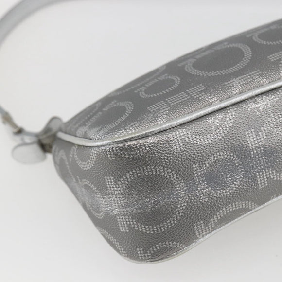 Salvatore Ferragamo Gancini Hand Pouch PVC Silver Auth ka1272