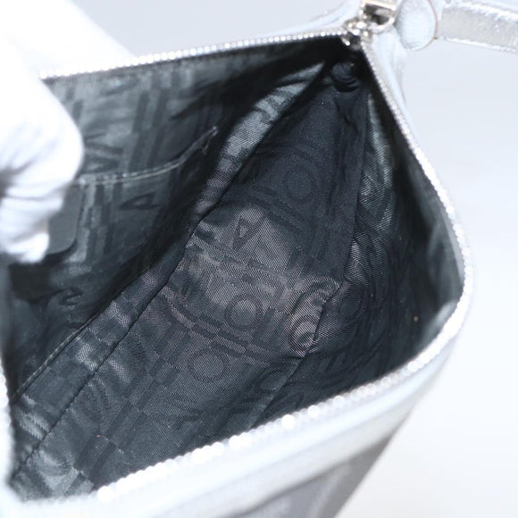 Salvatore Ferragamo Gancini Hand Pouch PVC Silver Auth ka1272