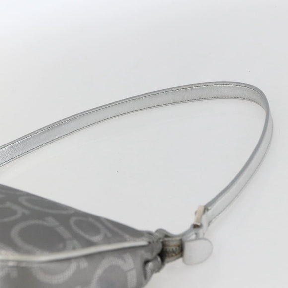 Salvatore Ferragamo Gancini Hand Pouch PVC Silver Auth ka1272