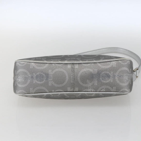 Salvatore Ferragamo Gancini Hand Pouch PVC Silver Auth ka1272