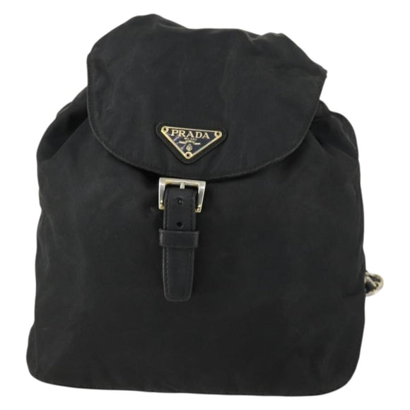PRADA Backpack Nylon Black Gold Auth ka1273