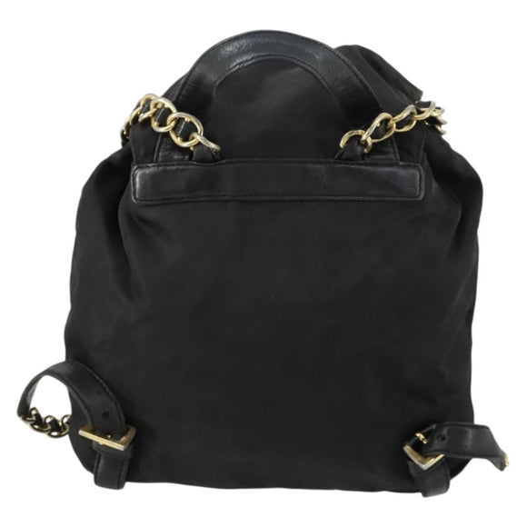 PRADA Backpack Nylon Black Gold Auth ka1273