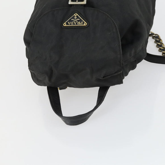PRADA Backpack Nylon Black Gold Auth ka1273