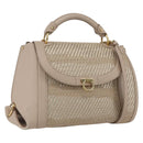 Salvatore Ferragamo Gancini Hand Bag Leather 2way Beige Gold Auth ka1275-1