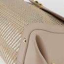 Salvatore Ferragamo Gancini Hand Bag Leather 2way Beige Gold Auth ka1275-10