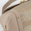 Salvatore Ferragamo Gancini Hand Bag Leather 2way Beige Gold Auth ka1275-15