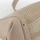 Salvatore Ferragamo Gancini Hand Bag Leather 2way Beige Gold Auth ka1275-17