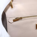 Salvatore Ferragamo Gancini Hand Bag Leather 2way Beige Gold Auth ka1275-19