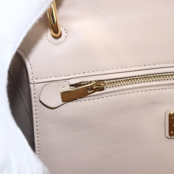 Salvatore Ferragamo Gancini Hand Bag Leather 2way Beige Gold Auth ka1275