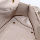 Salvatore Ferragamo Gancini Hand Bag Leather 2way Beige Gold Auth ka1275-20
