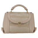 Salvatore Ferragamo Gancini Hand Bag Leather 2way Beige Gold Auth ka1275-13