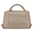 Salvatore Ferragamo Gancini Hand Bag Leather 2way Beige Gold Auth ka1275-2