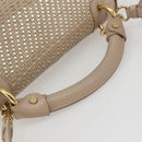 Salvatore Ferragamo Gancini Hand Bag Leather 2way Beige Gold Auth ka1275-7