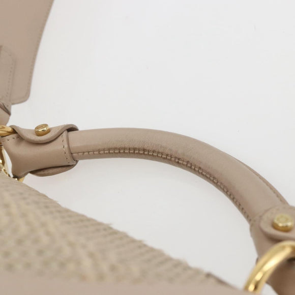 Salvatore Ferragamo Gancini Hand Bag Leather 2way Beige Gold Auth ka1275