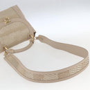Salvatore Ferragamo Gancini Hand Bag Leather 2way Beige Gold Auth ka1275-9