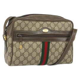 GUCCI GG Supreme Web Sherry Line Bag PVC Beige Gold 24 02 005 Auth ka1276