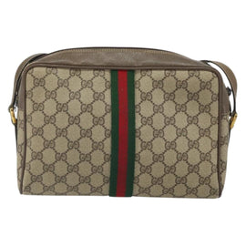 GUCCI GG Supreme Web Sherry Line Bag PVC Beige Gold 24 02 005 Auth ka1276 - 0