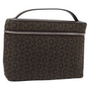 CELINE C Macadam Canvas Vanity Pouch Brown Silver Auth ka1279-1