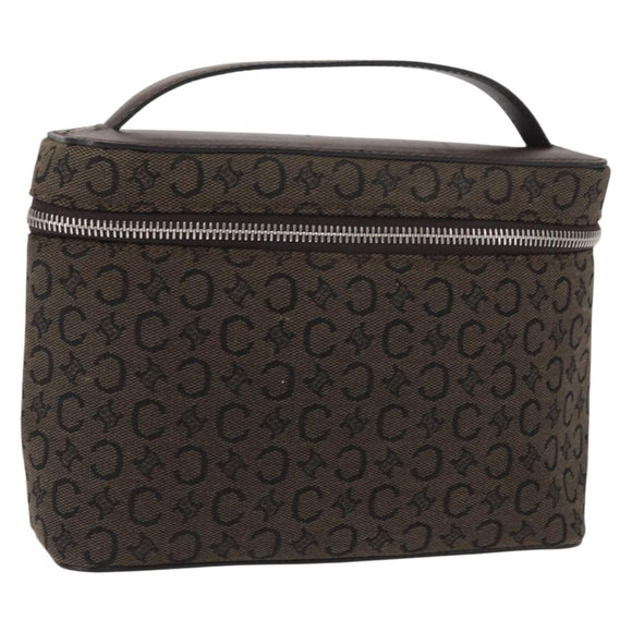 CELINE C Macadam Canvas Vanity Pouch Brown Silver Auth ka1279