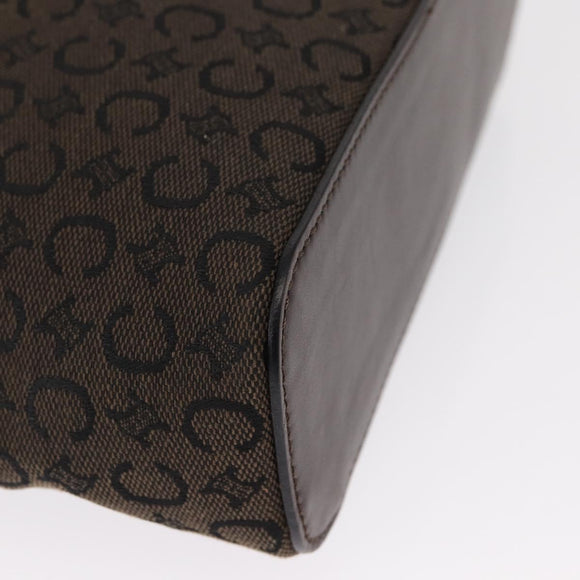 CELINE C Macadam Canvas Vanity Pouch Brown Silver Auth ka1279