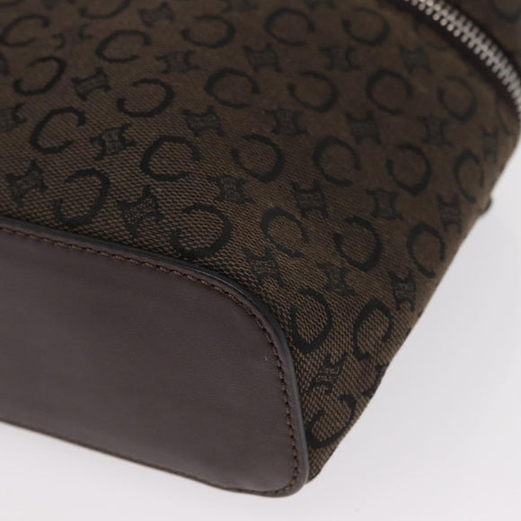 CELINE C Macadam Canvas Vanity Pouch Brown Silver Auth ka1279