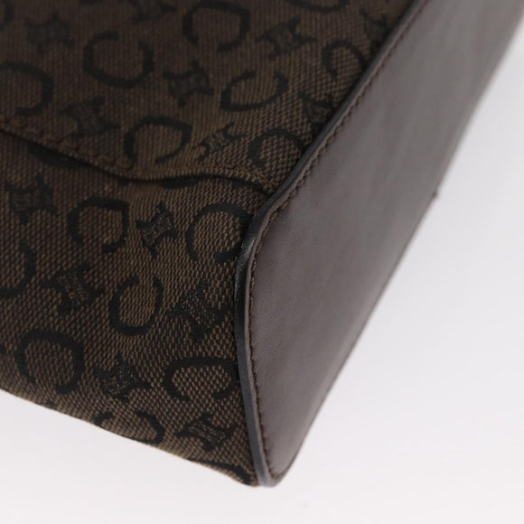 CELINE C Macadam Canvas Vanity Pouch Brown Silver Auth ka1279