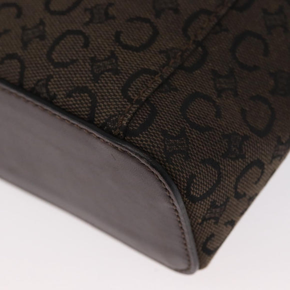 CELINE C Macadam Canvas Vanity Pouch Brown Silver Auth ka1279